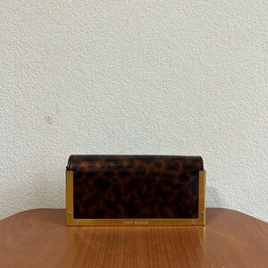 Tory Burch Sunglass Case Magnetic Leopard Animal Tortoise Print Glasses Holder
